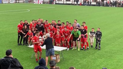Hollands & Blair lift the SCEFL Challenge Cup after beating Fisher 2-1