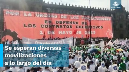 Marchan hacia el Zócalo en conmemoración del Día Internacional del Trabajo