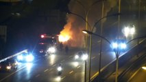 TEM Otoyolu'nda otomobil alev alev yandı