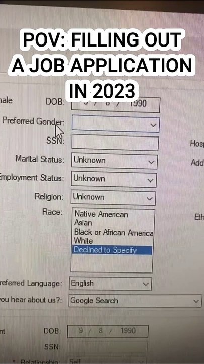 Filling out Job app 2023