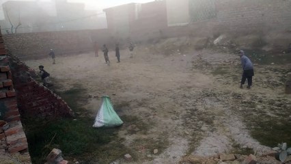 Cricket match in winter very cold weather