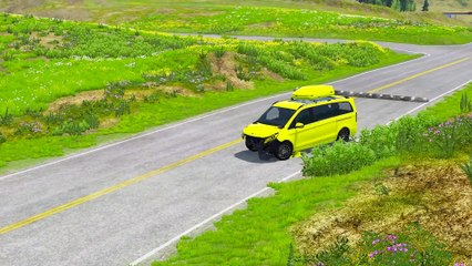 Transporter Tractor Truck Flatbed Trailer Speed Bumps Car Rescue   Cars vs Deep Water   BeamNG Drive