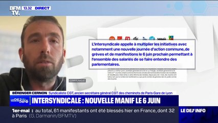 Manifestation du 6 juin: "La CGT n'est pas décidée à passer autre chose", assure Bérenger Cernon (CGT)