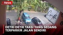 Detik-Detik Taksi yang Sedang Terparkir Jalan Sendiri hingga Tercebur Kali di Kelapa Gading