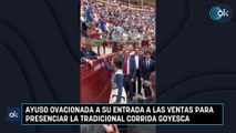 Ayuso ovacionada a su entrada a Las Ventas para presenciar la tradicional corrida Goyesca