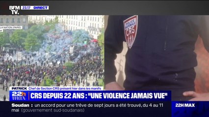 Violences du 1er-mai: "En 22 ans de carrière, je n'ai jamais vu ça" témoigne Patrick, chef de section CRS