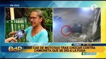 ¡Terrible! Bebé de 3 meses cae de mototaxi tras fuerte choque contra camioneta en Comas