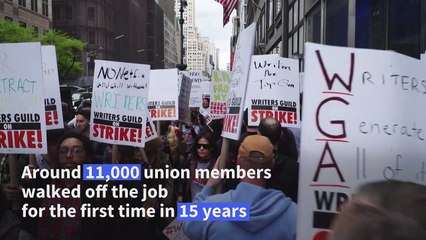 'Pencils down!': US writers on strike to demand fair treatment