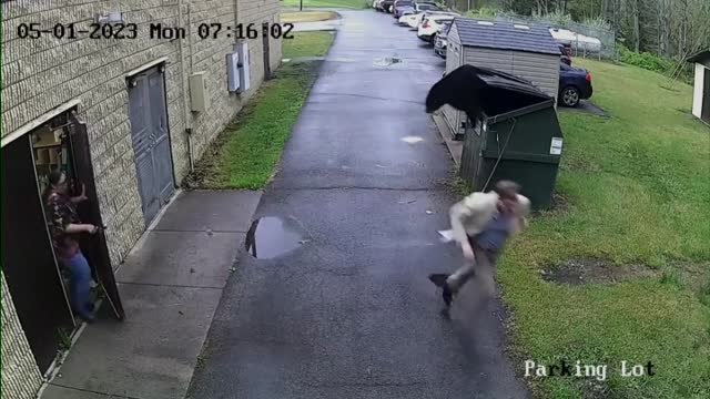 Se encuentra un oso en el contenedor cuando va a sacar la basura