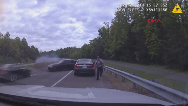 ABD'de polis memuru üzerine sürüklenen araçtan kıl payı kurtuldu