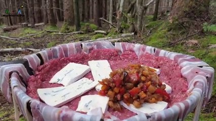 Forest Meatloaf 'Cake' full of goodness ASMR Wilderness Cooking! NO TALK