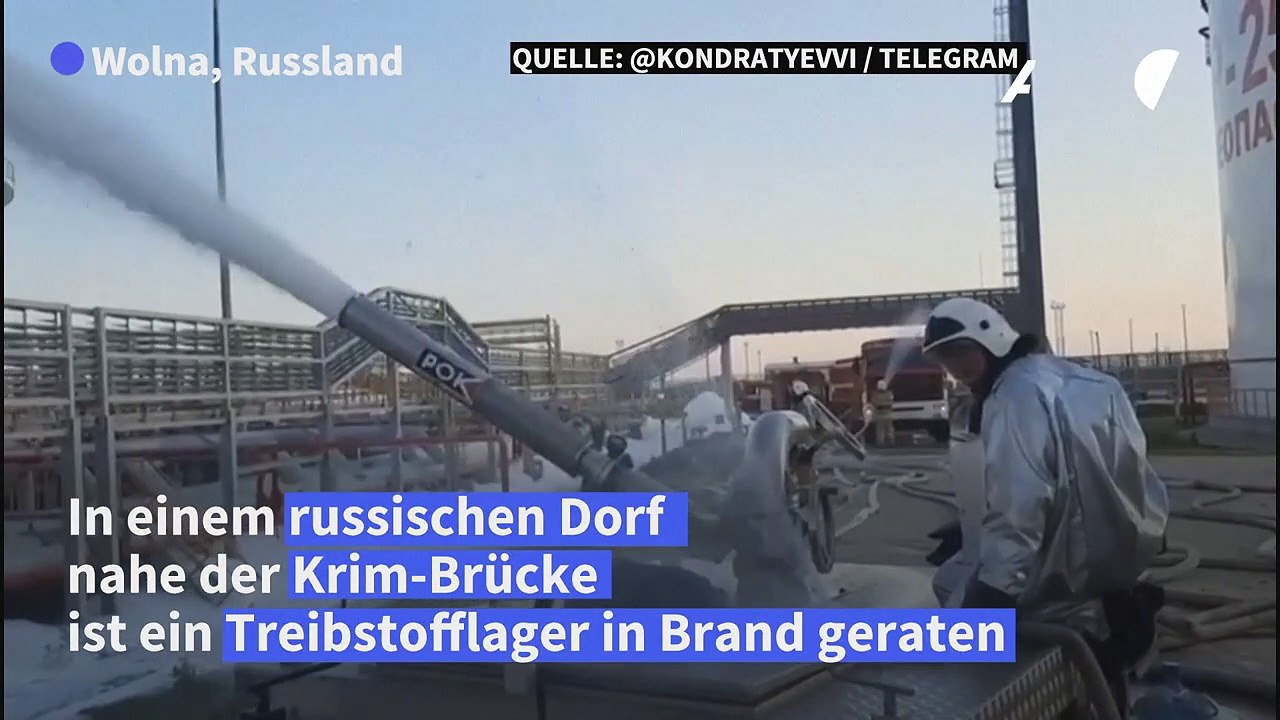 Brand in Treibstofflager in russischem Dorf nahe der Krim-Brücke