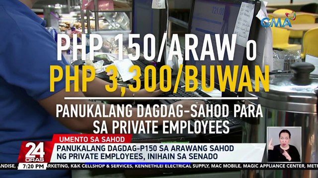 Panukalang dagdag-P150 sa arawang sahod ng private employees, inihain sa Senado | 24 Oras