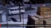 Ankara'da 2 otomobilin karıştığı feci kaza kamerada