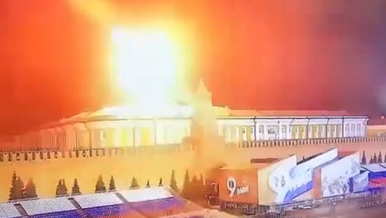 Moment alleged Ukrainian drone explodes next to Kremlin building