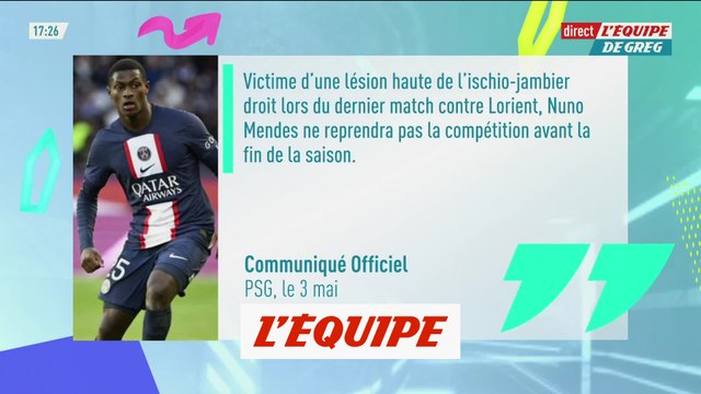 Fin de saison pour Nuno Mendes - Foot - L1 - PSG