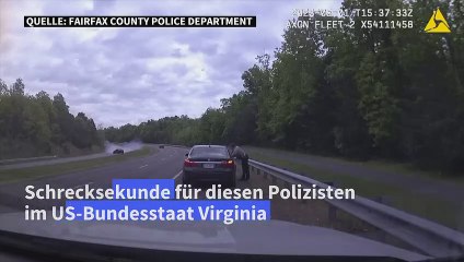 US-Polizist entgeht haarscharf Unfall bei Verkehrskontrolle