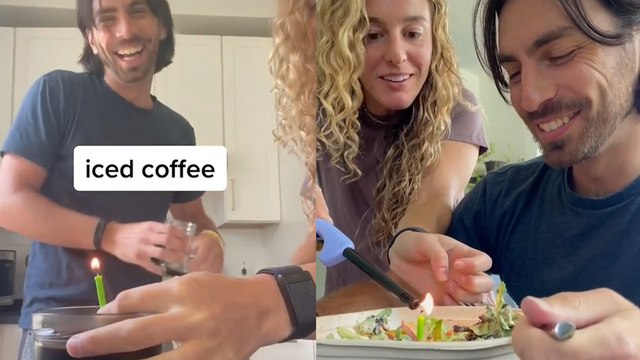 ANNOYING GIRLFRIEND keeps sticking birthday candles in her boyfriend's food