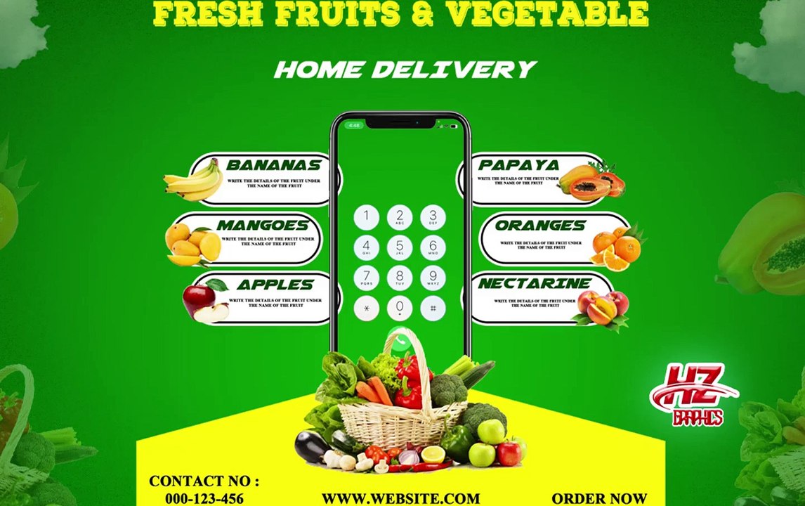 Fruits And Vegetable Social Media design | Social media Design | Photo Shop Tutorial | #HZGraphics