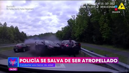 VIDEO: Policía se salva de ser atropellado por un menor de edad