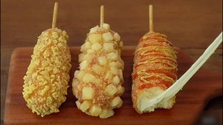 Famous Korean Cheese Corn Dog Recipe :: Myungrang Hot Dog Recipe :: Korean Street Food