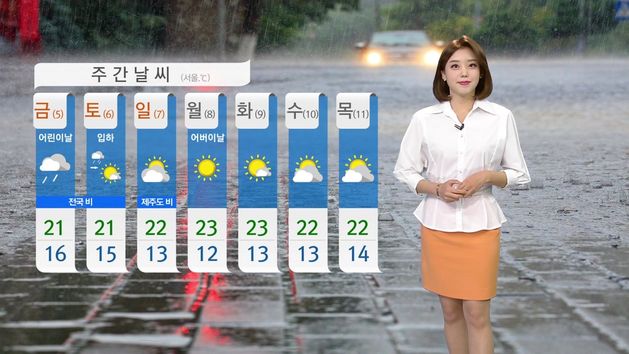 [날씨] 오늘∼모레 전국 비...어린이날, 돌풍 동반 호우 / YTN