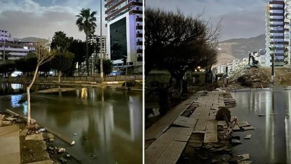 İskenderun'da deniz seviyesi yükseldi! Caddeler göle döndü