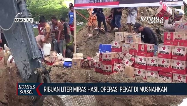 Ribuan Liter Miras Hasil Operasi Pekat Di Musnahkan