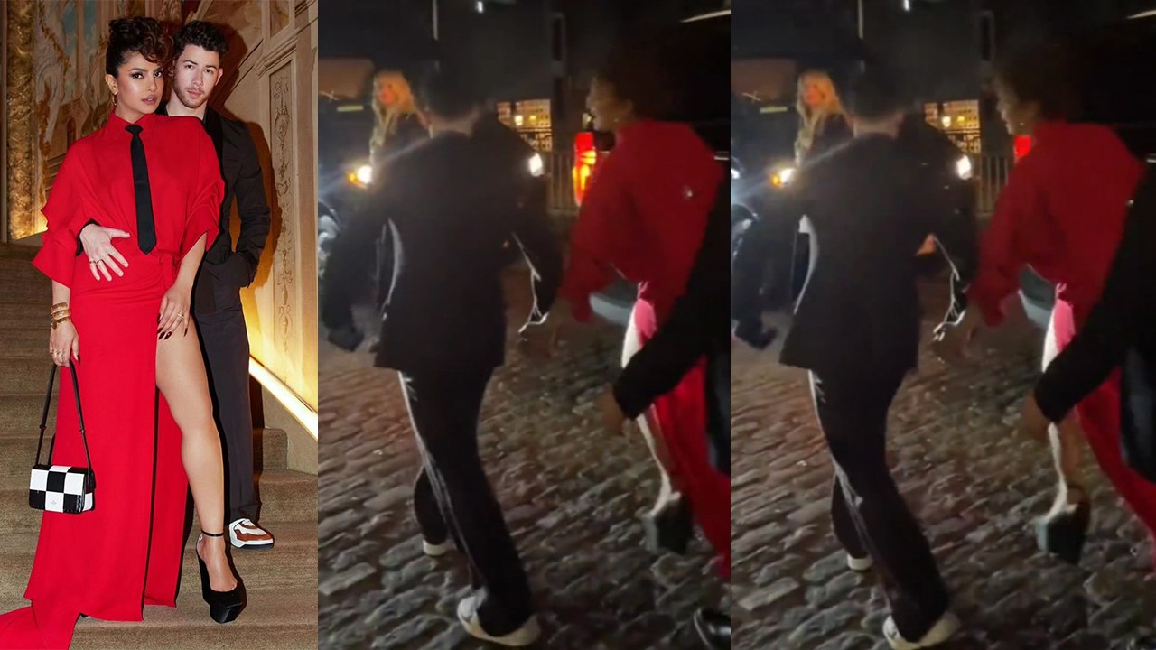 Priyanka Chopra ने High Heels पहने  ने खोया बैलेंस, गिरते हुए Nick Jonas ने बचाया,Fans बोले...