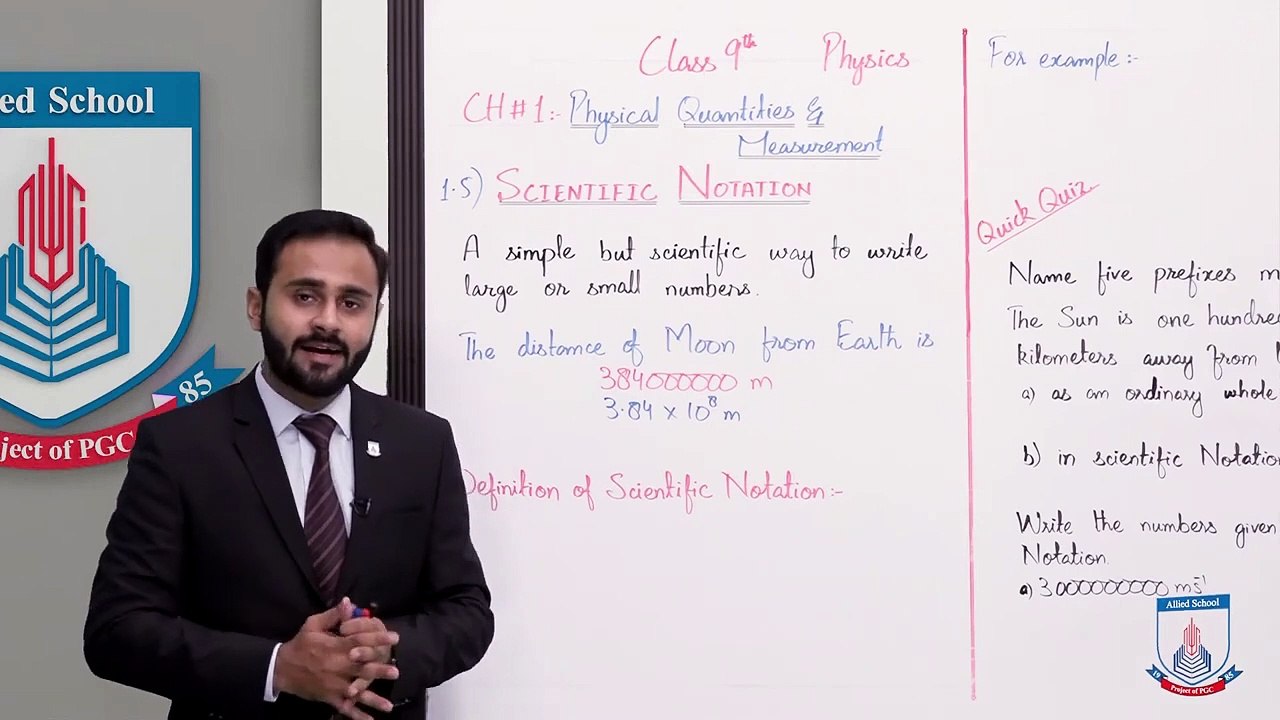 Class 9 - Physics - Chapter 1 - Lecture 5 Scientific Notation - Allied Schools