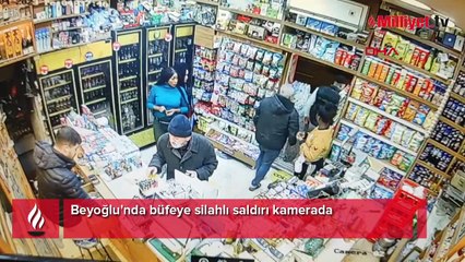 Beyoğlu'nda büfeye silahlı saldırı kamerada
