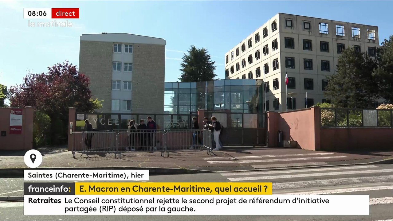 Le Président Emmanuel Macron présente la réforme du lycée professionnel aujourd’hui lors d'un déplacement en Charente-Maritime où la contestation promet de nouveau de se faire entendre sur les retraites - VIDEO