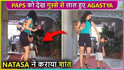 Natasa Stankovic Son Agastya Gets Angry Seeing Paps, Cries Badly