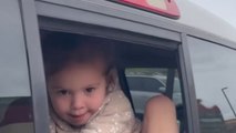 Toddler retrieves the car keys through truck slider after mum forgets them inside