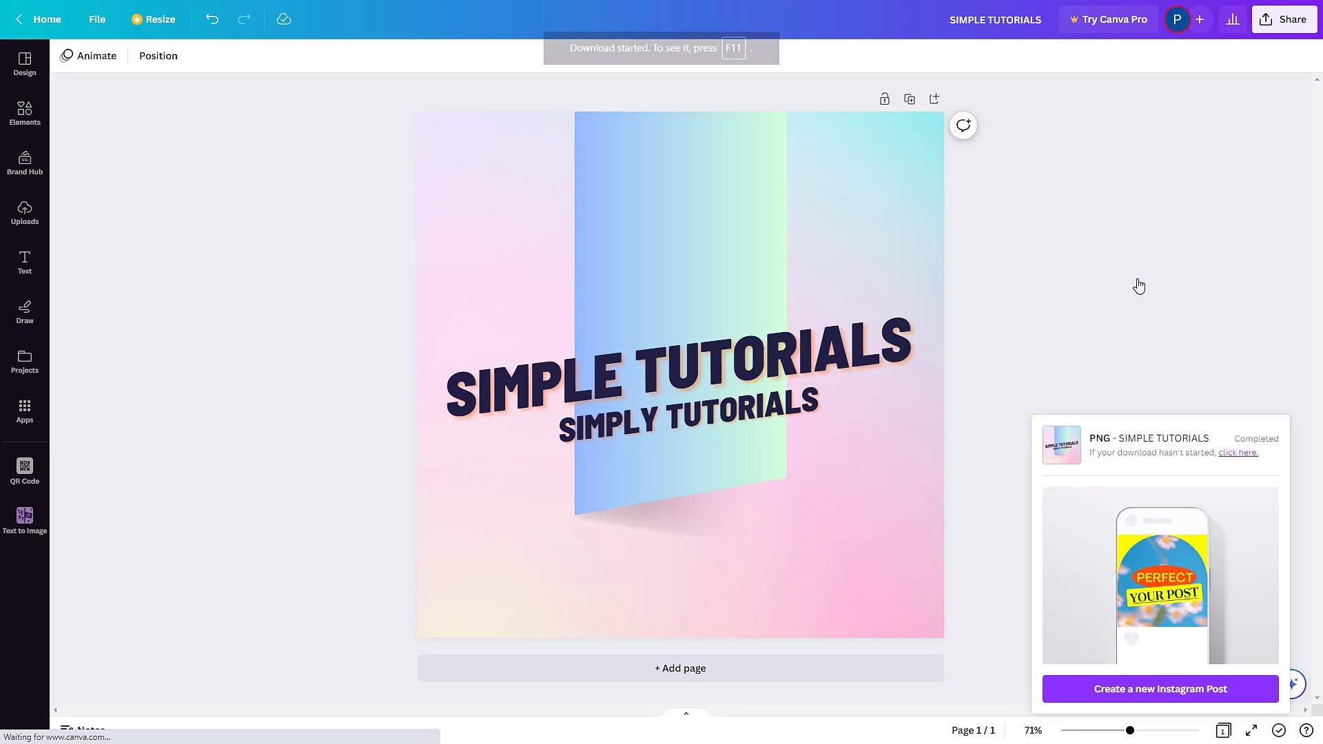 Canva Course Section 55 Exporting Design as JPG, PNG or PDF