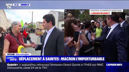 Emmanuel Macron à Saintes: "On est beaucoup à être prêts à l'embêter pendant quatre ans", confie cette manifestante