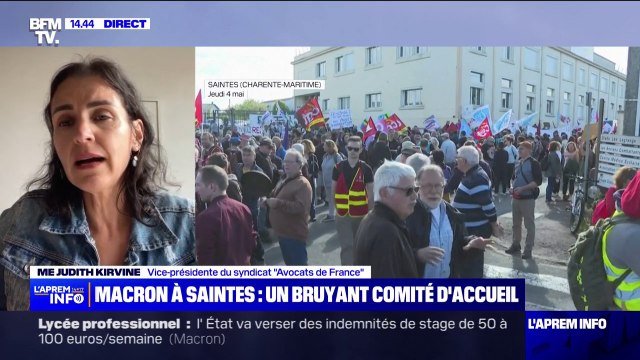 Emmanuel Macron à Saintes: L'interdiction de manifester, ça doit être l'exception affirme Me Judith Kirvine (Avocats de France)