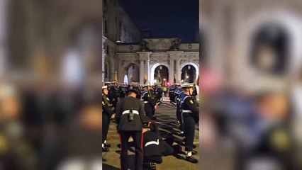 Moment Royal Navy sailor collapses on Whitehall during coronation rehearsal