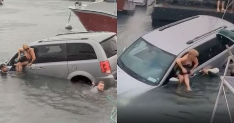 Suivant les instructions du GPS à la lettre, elles foncent tout droit dans l'eau