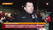 Repartidores se manifestaron frente a uniformes Pissani por la agresión a un compañero