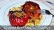 Ground Beef Stuffed Peppers - Easy Stuffed Red Bell Peppers with Ground Meat Recipe