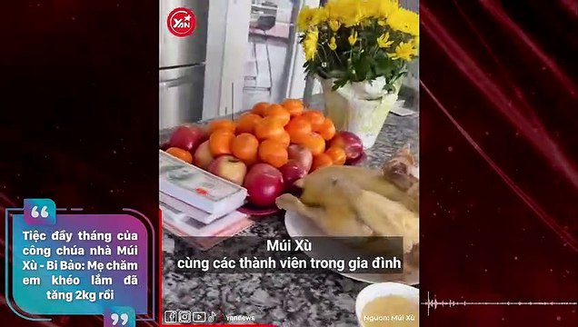 Tiệc đầy tháng của công chúa nhà Múi Xù - Bi Bảo: mẹ chăm em khéo lắm đã tăng 2kg rồi