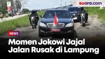 Harus Pelan-pelan! Ini Momen Jokowi Jajal Jalan Rusak di Lampung Pakai Mobil Presiden