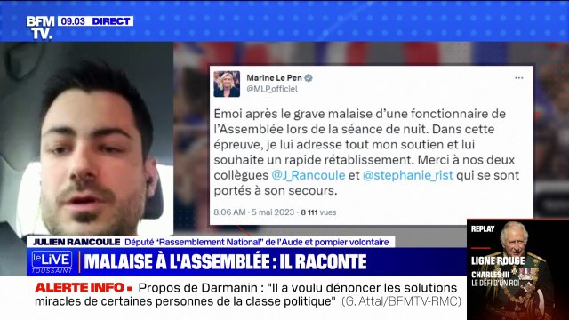 Julien Rancoule, député RN, sur le malaise cardiaque d'une fonctionnaire de l'Assemblée nationale: À mon arrivée, elle était en arrêt cardiaque, on a commencé une réanimation cardio-pulmonaire
