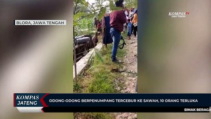 Odong-odong Berpenumpang Tercebur ke Sawah, 10 Orang Terluka