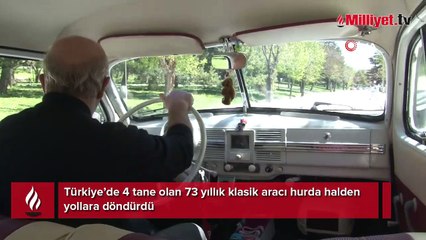 Türkiye’de 4 tane olan 73 yıllık klasik aracı hurda halden yollara döndürdü
