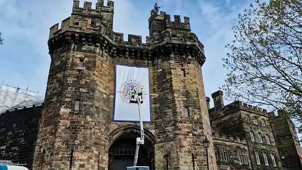 Giant flag unveiled on Lancaster Castle ahead of the King's Coronation