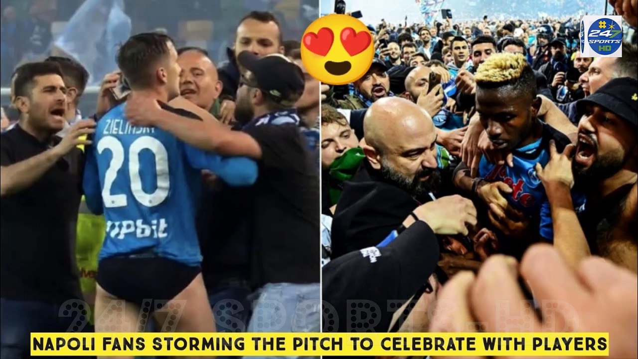 Napoli Fans Storming the Pitch to Celebrate with Players after Winning First Scudetto in 33 Years