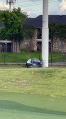 Fishtailing Car Crashes Into Pillar