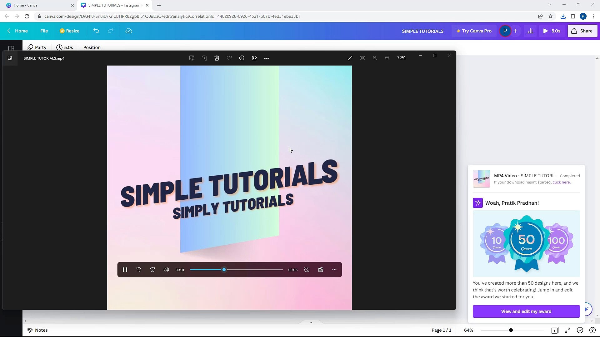 Canva Course Section 56 Exporting Animated GIF and MP4